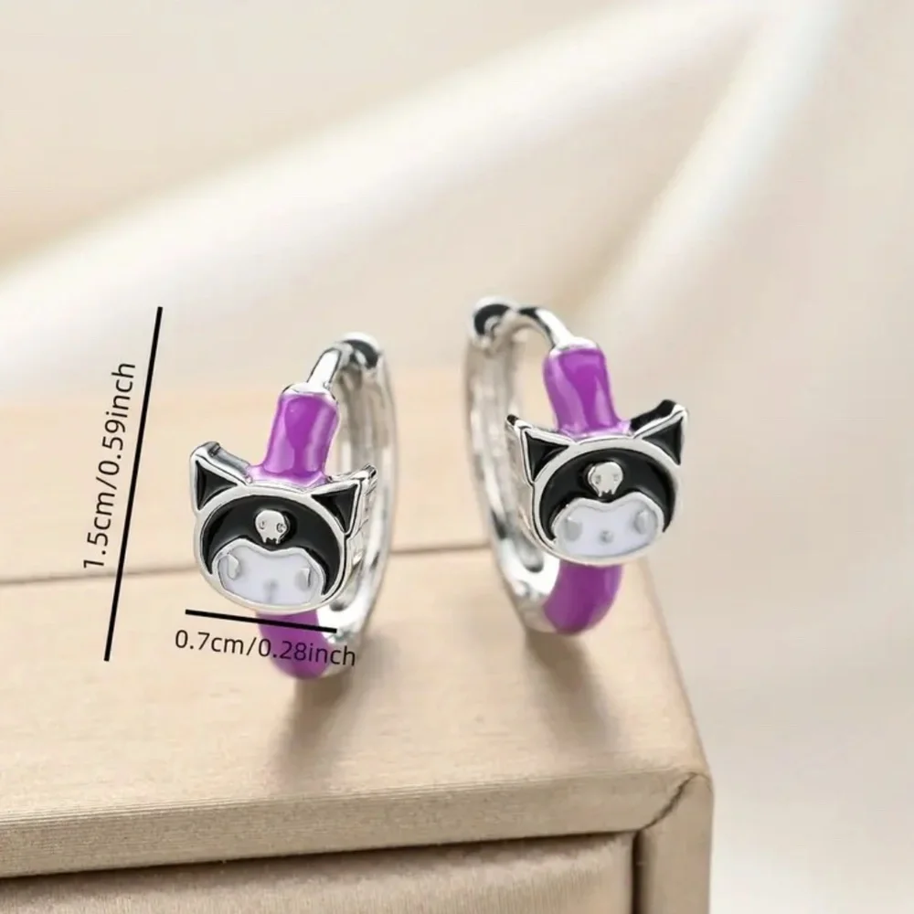 NIB! Kuromi from Sanrio Hello Kitty and Friends Pierced Small Hoop Earri…